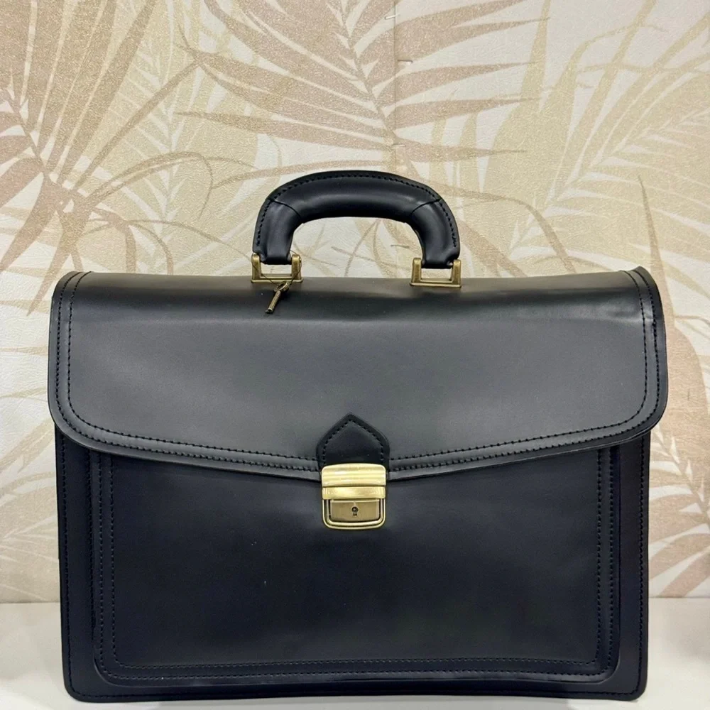 Classic Black Leather Briefcase